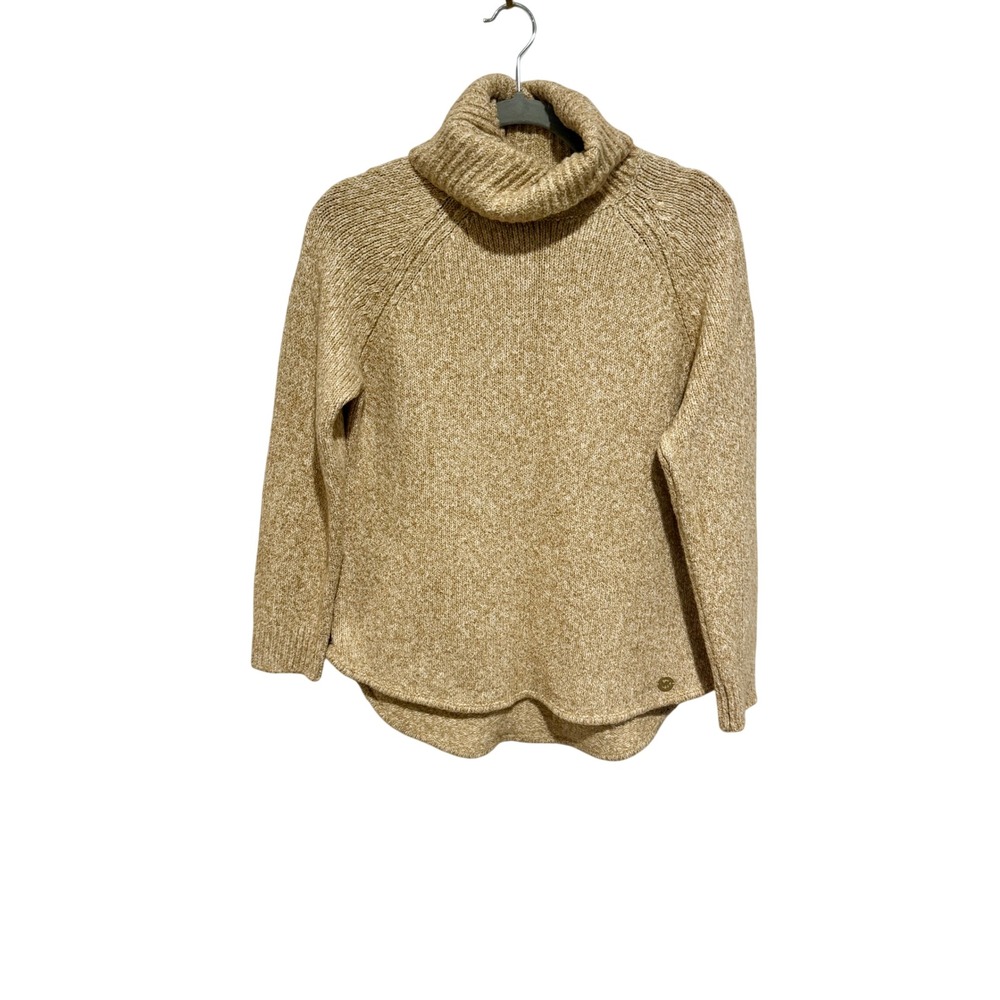 Michael Kors Womens Turtleneck Sweater Size L Long Sleeve Knit Beige